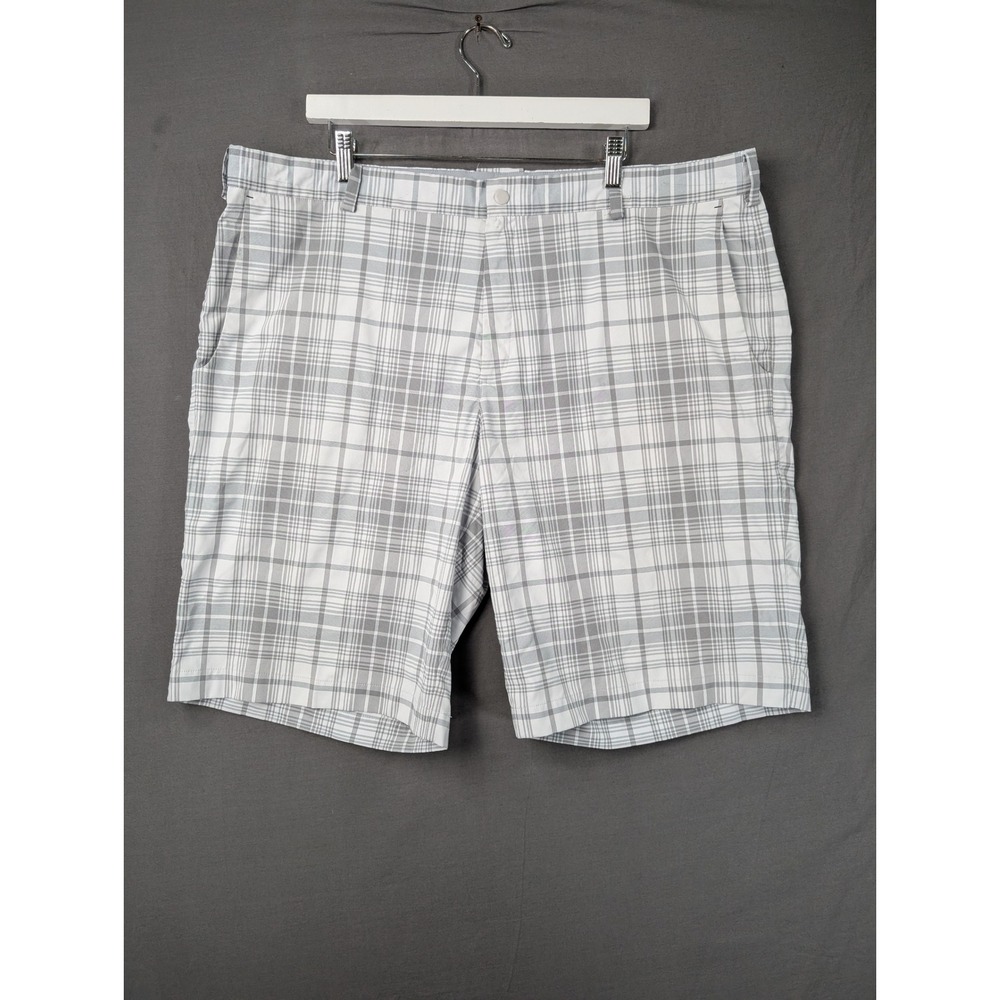Nike Golf Mens Dri-Fit Plaid Golf Shorts Grey White 648319-100 Size 42